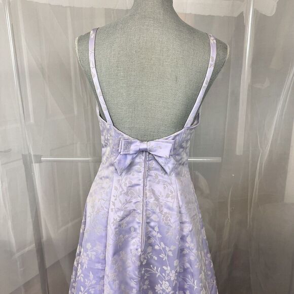 Vintage Roberta for Dillards purple prom dress sz SM velvet floral pattern bow - Picture 9 of 14